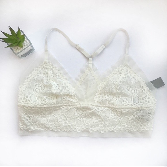 aerie Other - aerie | white lace mesh bralette new with tags L